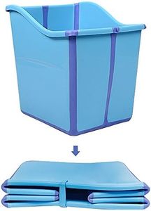 W WEYLAN TEC Foldable Bathtub Toddler Kid Children Bath Tub Blue