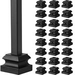 Iron Baluster Shoes Black Square Baluster Wrought Balusters for Staircase Interior Flat Shoes with Screw for Use with 1/2 Inch Staircase Balusters, Set of 24 (Satin Black)