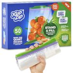 50 x Premium Food Storage Bags | UK Half Gallon Size Freezer Bags by XupZip™ | Leakproof Reusable Food Bags | Airtight Snack Bags | Heavy Duty Plastic Food Bags | BPA Free Reusable Sandwich Bags