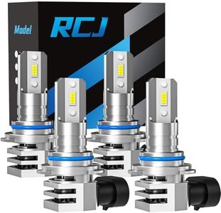 RCJ 9005/HB3 9006/HB4 Bulbs Combo, Fog Light 6000K Cool White with Cooling Fan, Plug-N-Play, Pack of 4