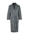 THE SAVILE ROW COMPANY LONDON Men's Lightweight Super Soft Warm Fleece Bath Robe Dressing Gown - Dark Grey - Large