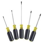 Screwdriver Set, Slotted, Phillips and Square, 5-Piece