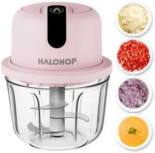 Halohop 350ML Electric Vegetable Chopper for Kitchen | Rechargeable Stainless Steel Blades Cutter | One-Touch Operation for Mincing Vegetable, Garlic, Ginger, Onion, Nut | 1 Year Warranty (Pink)