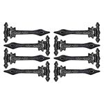 Akatva "Olenyok" T Hinge Set - 8 Pieces Heavy Duty Gate Hinges for Wooden and Metal Fences, Doors, Cabinets - Antique Iron Barn Shed Door Hinges Hardware Kit - Black Powder Coated Finish