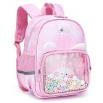 Tokeya Backpack Children School Bags for Kids Girls Kindergarten Schoolbags Cute Toddler Waterproof Rucksack Animals Nursery Daypack Bag for Preschool 2-6 Years Baby Kids, Pink Rabbit