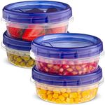 Plastic Food Deli Containers With Twist Top Lids - (8 Oz) - [4 Pack] - Food Storage Containers Takeout To Go - Airtight Plastic Containers - Microwave, Freezer & Dishwasher Safe BPA-Free