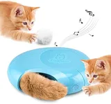 Migipaws Cat Toys,Interactive Fluffy Ball,Squeak Hide and Seek in a Mice Hole,Smart Kitten Teaser,Automatic Timer On Off, Plush Fur Tail Refill