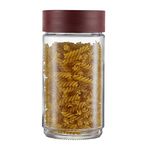 CELLO Modustack Glassy Storage Jar | Glass Jar with Lid | Air Tight Steel Lid and Stackable | For Storage of Food, Pulses, Spice, Cereals, Cookies, Dry Food | 2000ml, Maroon