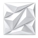 Art3dwallpanels PVC 3D Wall Panel Diamond for Interior Wall Décor in White, 19.7" x 19.7" Wall Decor PVC Panel, 3D Textured Wall Panels, Pack of 12 Tiles