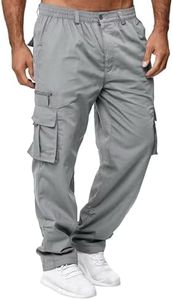 Rela Bota Mens Cargo Pants with Pockets Soft Baggy Elastic Waist Work Trouser Workout Slacks M Grayish
