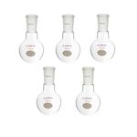 Laboy Glass 100mL Single Neck Round Bottom Boiling Flask Heavy Wall with 24/40 Joint Heating Distillation Reaction Receiving Flask Organic Chemistry Lab Glassware (Pack of 5)