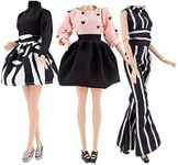 E-TING Handmade Doll Clothes Short Skirt Jumpsuits Office Style Wears Dress for Girl Dolls (3 Sets)