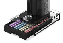 EVERIE Crystal Tempered Glass Top Storage Organizer Drawer for Nespresso Capsules, Holds 40 Big or 52 Small Vertuoline Pods