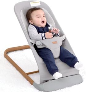 AMKE CooCon Baby Bouncer,Ergonomic Bouncer Seat for Babies with 3 Recline Positions,Portable Newborn Bouncer Seat, Mesh Design Bouncers for Infants,Gray