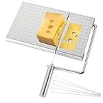 MIVIDE Cheese Slicer Cutter Board,Stainless Steel Cheese Cutter with Accurate Size Scale Wire Cheese Slicer for Cheese Butter Equipped with 5 Replaceable Cheese Slicer Wires