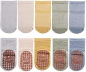 Exegawe Baby Mesh Socks with Non Slip Thin Toddler Anti Skid Crew Socks for Girls Boys 5 Pairs(Blue Multi, M/1-3y)