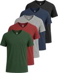 Real Essentials Athletic V Neck Tshirt Shirts T-Shirts Men Quick Dry Fit Tops Dri Fit Short Sleeve Active Wear Training Exercise Fitness Workout Shirt Tee Tees Gym Sports Top, Set 10, XL, Pack of 5
