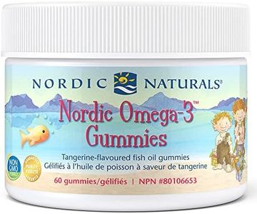 Nordic Naturals Omega-3 Gummies - Chewable Tangerine Gummy Provides Daily Dose of Omega-3s DHA and EPA for Kids and Supports Heart Health For Adults, No Fishy Taste, 60 Count
