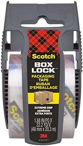 Scotch Box Lock Clear Packaging Tape, 48 mm x 20.3 m, 1 Roll with Dispenser, Shipping and Mailing Tape, Strong Packing Tape