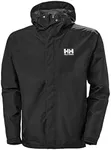 Helly Hansen Men's Seven J Waterproof Windproof Breathable Rain Jacket, 992 Black, Medium