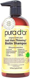 PURA D'OR Original Gold Label Anti-Thinning Biotin Shampoo Natural Earthy Scent,Clinically Tested Proven Results,Herbal DHT Blocker Hair Thickening Products For Women & Men,Color Treated Hair,16oz