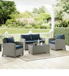 BRISHI Outdoor Sofa Set || Patio Furniture Sets || Balcony Sofa || Indoor Sofa || Wicker Rattan Garden Sofa Set with Cushion and Center Table (4 Seater, Grey/Green)
