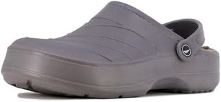 Nautica Men's Clogs -Warm Sandal - Fuzzy Slippers Slip-On with Adjustable Back Strap with Faux Fur - Classic Lined Clog Sports Winter Shoe-River Coast Cozy-Grey Camo Size-10