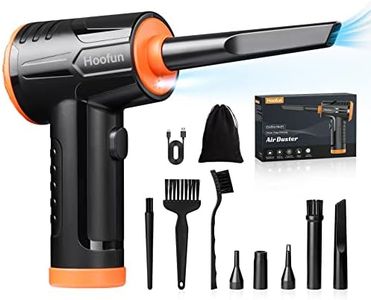 Hoofun Souffleur Air Comprimé, Dépoussiérants Puissants électrique,3 Vitesses 100000 tr/min, 7600 mAh Batterie Plumeau Bombe d'air Comprimé pour clavier,voiture, maison pour pc animaux domestiques