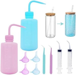 Snow Globe Tumbler Supplies Kit - Complete 10-Piece DIY Craft Set with Bent Syringe, Tweezers, Small Funnel & Squeeze Bottles for Glass Cups Supplies for Glitter Snowglobe Tumbler Craft Cup Making
