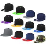 Falari Wholesale 12 Pack Snapback Hat Cap Hip Hop Style Flat Bill Blank Solid Color Adjustable Size