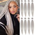 8 Packs/Lot EZ Braid 26 inch Professional Pre Stretched Braiding Hair Yaki Texture Braiding Hair for Crochet Hair Braids Long Free Synthetic Fiber Hair Extensions (#Silver)