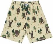 Lazy One Pajama Shorts for Men, Men's Pajama Bottoms, Sleepwear, Mythical, Creature (Sasquatch, X-Large)