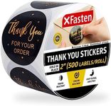 XFasten 2" Thank You Stickers Roll, 500 Gold Foil Round Sticker Label Per Roll, Black | Thank You Stickers Small Business Supplies | Round Thank You Sticker Tags for Shipping | Microwave-Safe