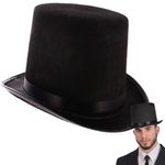 Van Der Linn Black Top Hat 3 Sizes Kid Adult Fancy Dress Magician Mad Hatter Victorian (Small)