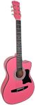 NEW 38in PINK KARRERA ACOUSTIC GUITAR WITH PICK GUARD STEEL STRING BAG