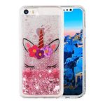 COTDINFORCA Case for iPhone 5S,iPhone 5 Case Glitter Liquid Girls Fashion Art Bling Flowing Liquid Floating Sparkle Glitter Cute Soft TPU Case for Apple iPhone 5 / 5S - Wink XY