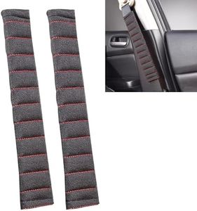 2PCS Juttzzei Seat Belt Pads, 13in/33cm Comfort Car Seat Belt Cover, Upgraded Linen Seat Belt Covers for Kids and Adults, Car Seat Strap Pads for Sedan SUV Trucks - Black with Redline