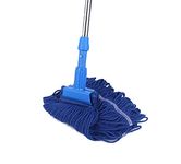 Cotton Yarn Mop Set Commercial-Grade Heavy Duty String Mop 24 oz Head with Stainless Steel Extension Handle(Blue)