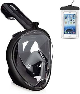 Emsmil Masque de Plongée Intégral Plein Visage avec Tuba Support Caméra gopro sous Marine Schnorkel Snorkeling Respiration Anti-buée Anti Fuite Étanche Sac Téléphone pour Adulte et Enfants Noir L/XL