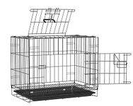 PSK PET MART Folding Metal Dog Cage With Paw Protector Easy To Move With Removable Tray Iron Cage For Dog & Rabbit (24 Inch Cage),Black