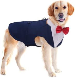 Pet Dog Tuxedo Suit Formal Wedding Shirt,Dog Costume with Bow Tie for Small Medium Large Breeds,Prince Suit with Detachable Bowtie Collar Bandana,Party Dress-up Cosplay Holiday Wear for Boy Dogs