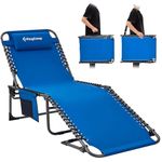 KingCamp Sun Lounger 5-Position Adjustable Backrest for Garden Recliner Chaise Lounge Chair Folding Sun lounger Portable Sunloungers with Strap Sun bed for Beach Terrace Pools Camping Guest Bed Indoor