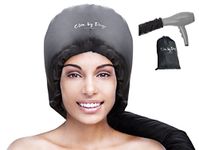 Glow By Daye Bonnet Hood Hair Dryer Attachment- Soft Adjustable Extra Large Hooded Bonnet for Hand Held Hair Dryer with Stretchable Grip and Extended Hose Length (Black)