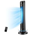 DORTALA Tower Fan for Bedroom, 40" Oscillating Cooling Fans with Remote, 75° Oscillation, 4 Speeds, 3 Modes, Timer, Quiet Bladeless Floor Fan for Home Office, Black