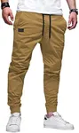 JMIERR Mens Casual Joggers Pants - Cotton Drawstring Chino Cargo Pants Hiking Outdoor Twill Track Jogging Sweatpants Pants with Pockets for Men, US 44(4XL), D Khaki