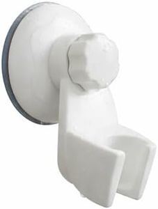Non-Rotating Hand-Held Shower Head Bracket in White - Secure Suction Cup Mount, Fits Up to 1-Inch Base, No Drilling Required