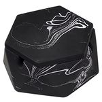 FREELOVE Concrete Ashtray with Lid & Stainless Steel Ashtrays for Cigarettes, Cement Ash Tray Smoking Holder Indoor Smokeless Outdoor Windproof Patio Home Office Cool Decor(Black-White, Small)