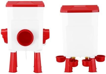 Pet Scene Chicken Feeder & Water Set,Hanging Poultry Feeding 12KG Large Capacity 11L Waterer Set, Automatic Feeder Food Dispense Rat Bird Proof…