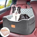 AlfaTok Memory Foam Booster Dog Car Seat Medium Dogs, Elevated Pet Car Seat Under 45 LBS, Detachable Washable, Anti-Slip Dog Booster Seat for Car Back Seat Only, Travel Dog Car Bed, Dog Seat Belt