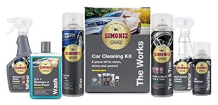 Simoniz The Works Car Valeting Kit, Ultimate Car Cleaning Kit, Essential Car-Cleaning Products For Interior & Exterior, Ideal Car Cleaning Gift Set, Clean Restore Shine & Protect, 6-Piece Car Wash Kit